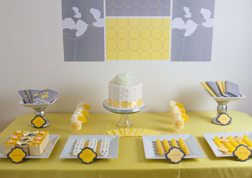 Yellow and Grey Wedding Decor