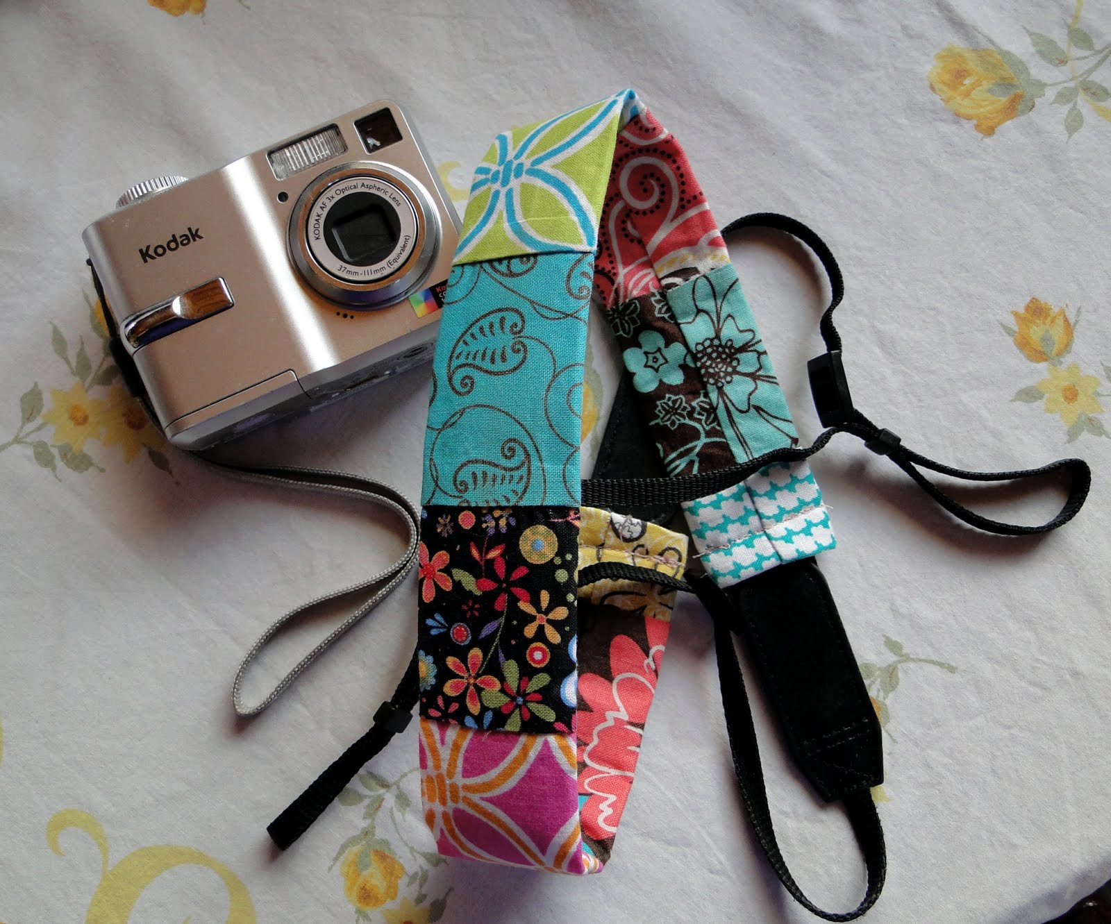 Hot tea and milk chocolate Funky scrappy camera strap