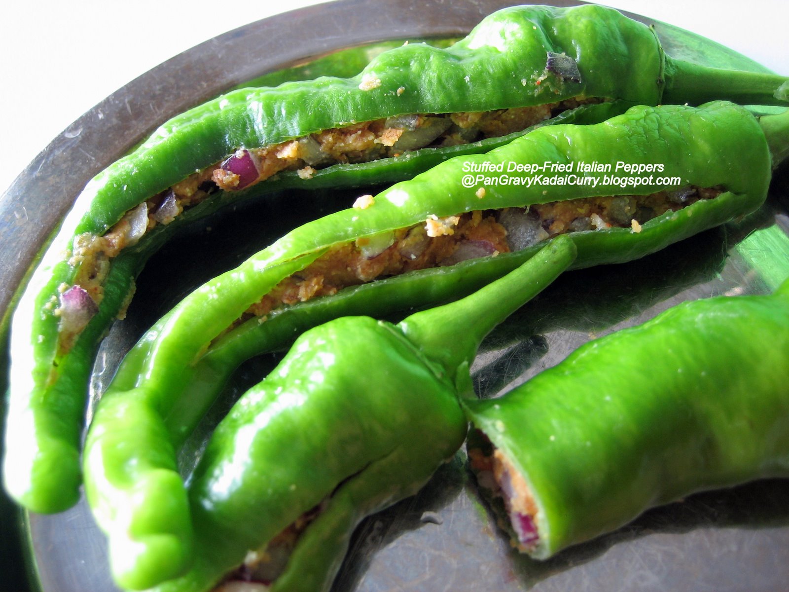 Pan Gravy Kadai Curry Stuffed Deep Fried Italian Peppers