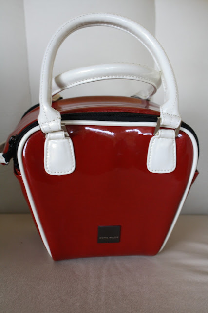 Side shot of a red bag.