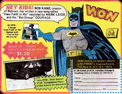 BAT - BLOG : BATMAN TOYS and COLLECTIBLES: Rare 1960's BATMAN 45 rpm RECORD  ALBUM with Bob Kane