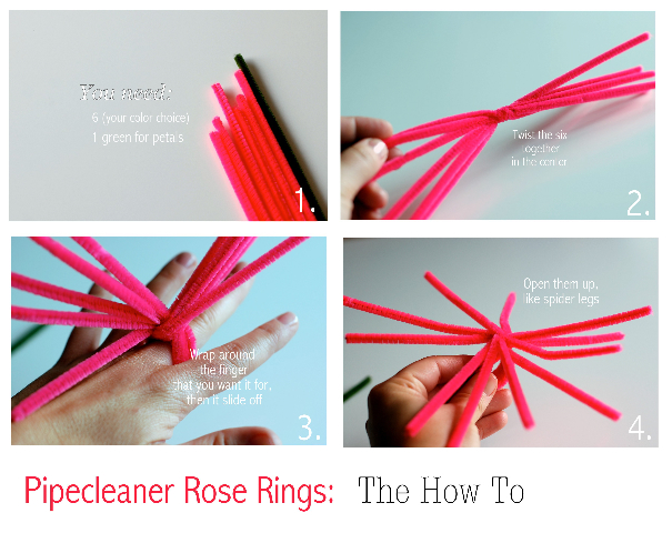 pipe cleaner rose ring DIY