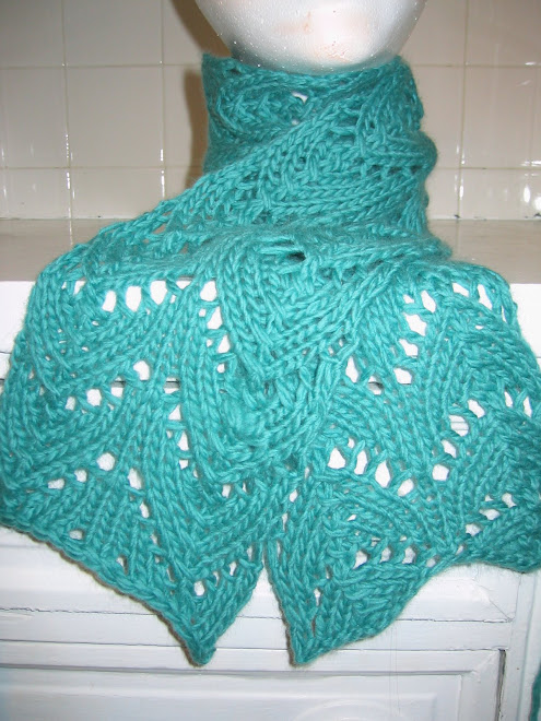 Teal Lace Merino Wool Scarf