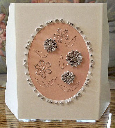 quilled and stitched floral card