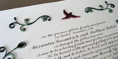 Quilled Quaker marriage certificate by Ann Martin
