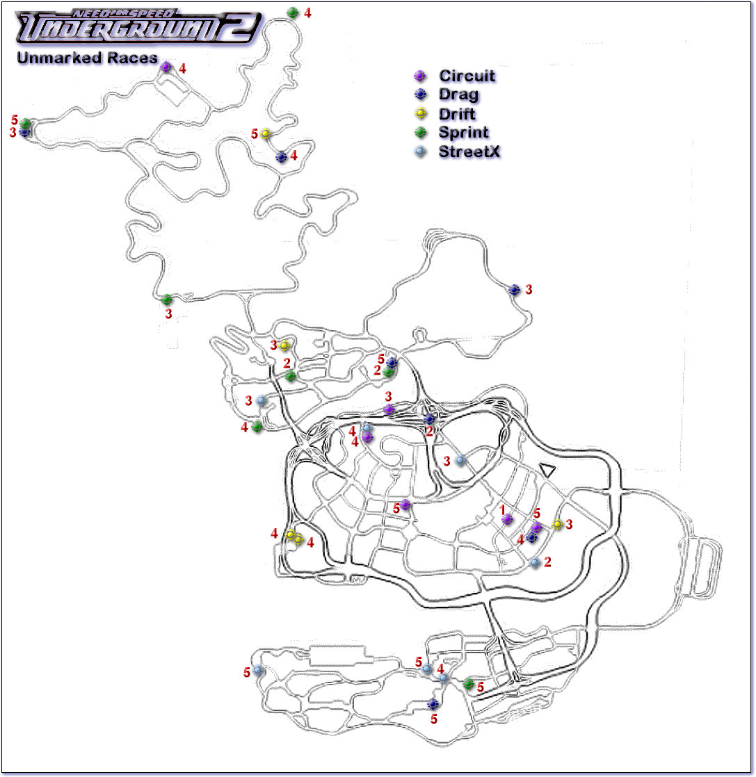 Карта скрытых магазинов в nfs underground 2