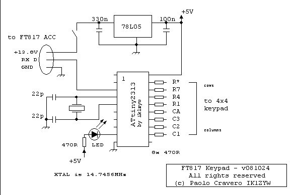 IK1ZYW Labs: FT817 keypad - circuit diagram