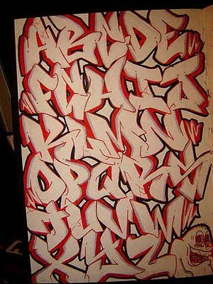 Ghost Graffiti Alphabet Canvas Letters AZ Red and White Color
