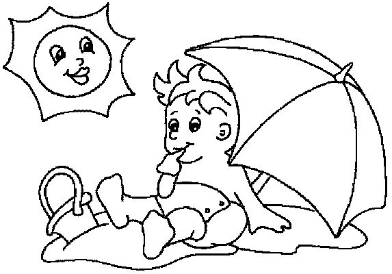 Baby at the Beach - Kids Coloring Pages | Free World Pics