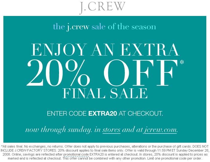 J.Crew Aficionada: J.Crew Sale Of The Season: Extra 20% Off