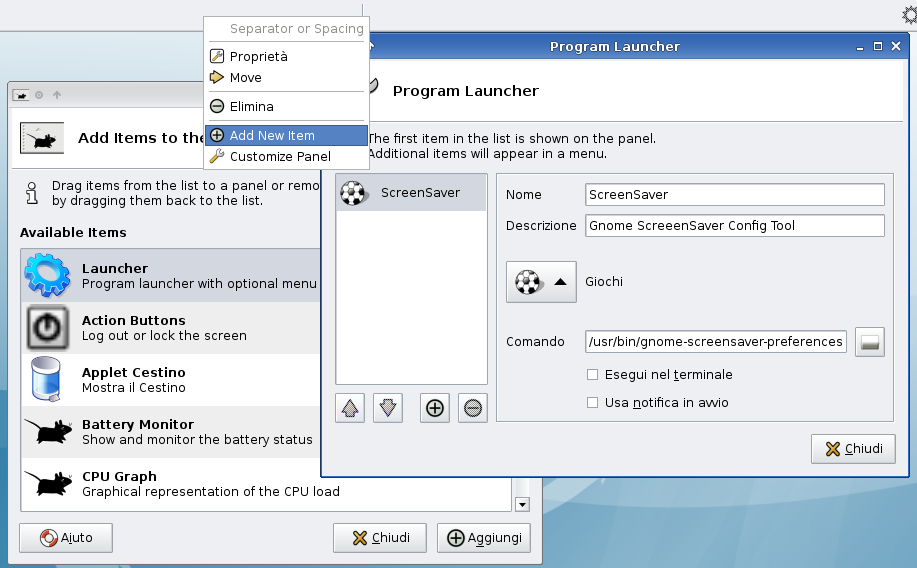 MesillO Debian etch XFCE4 gnomescreensaver