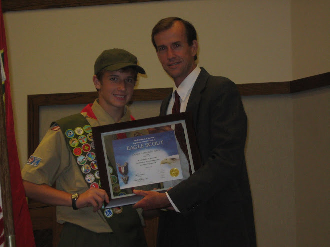 Devon Receiving his Eagle Scout Certificae