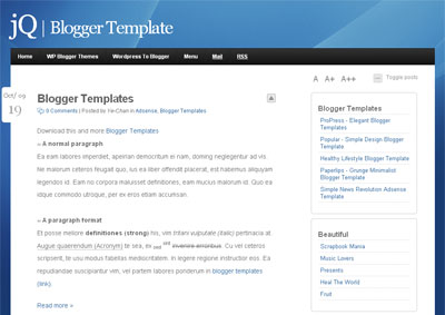 jQ - Clean Minimalist Blogger Template