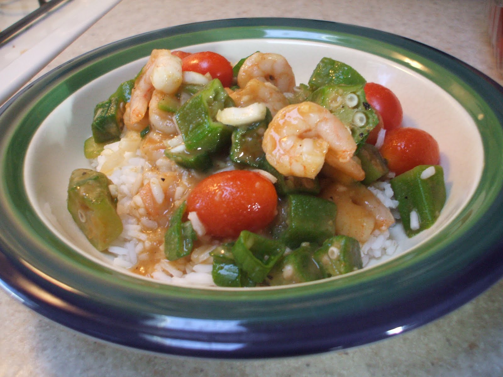 Momma Cooks New Orleans Shrimp, Tomato and Okra Saute