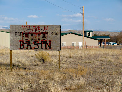 welcome sign, Basin, Wyoming