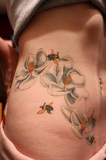 Honey Bee Tattoo, Flower tattoo