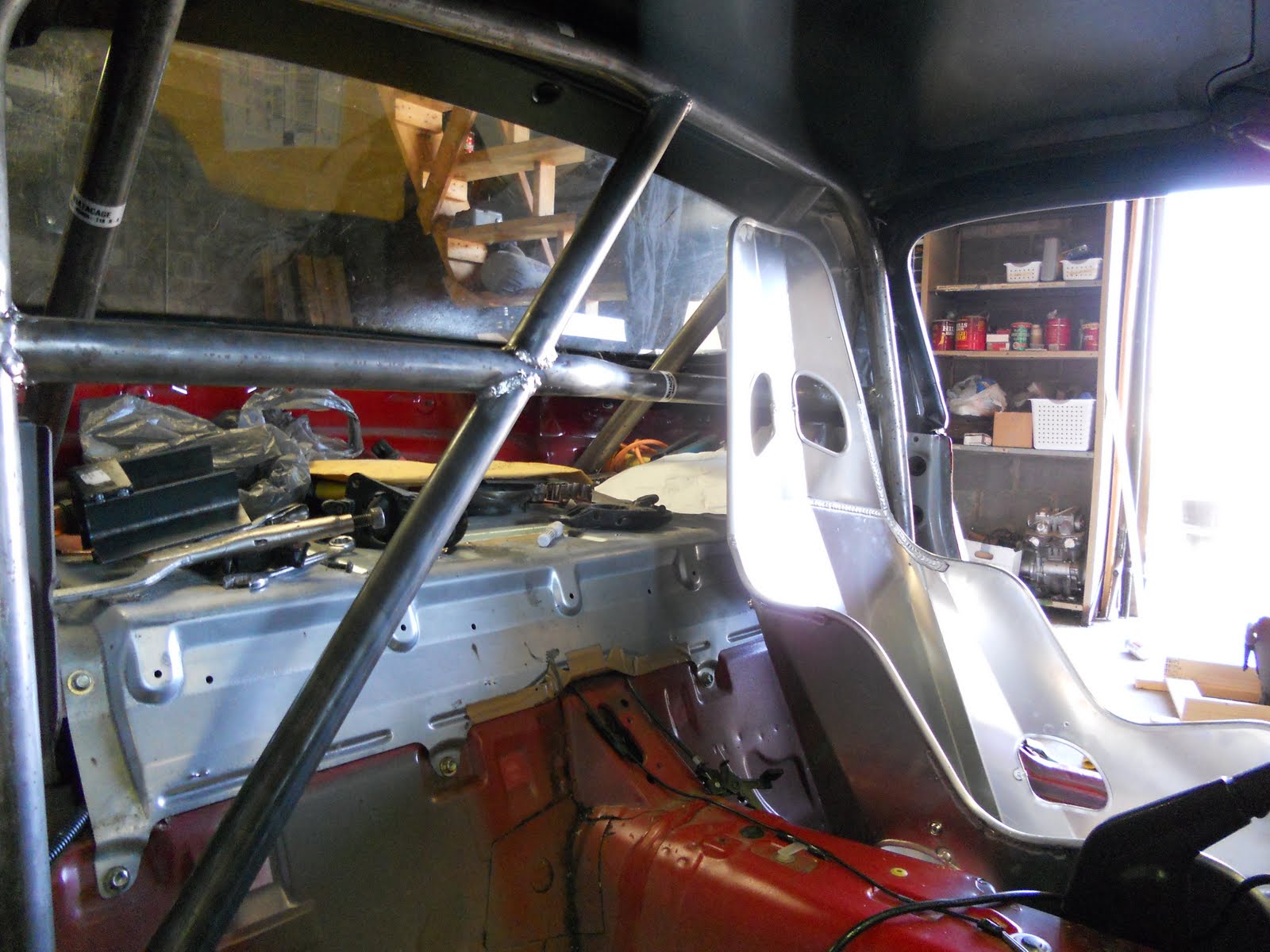 Project Red Sled Spec Miata Rear Section of the Roll Cage