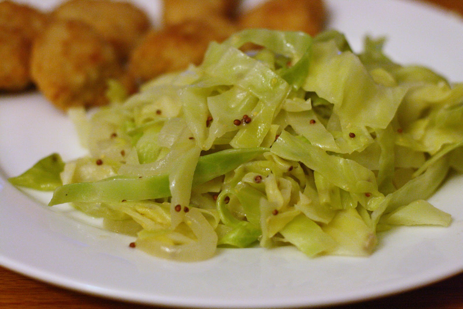 Laine's Recipe Box Wilted Cabbage with Mustard and Horseradish