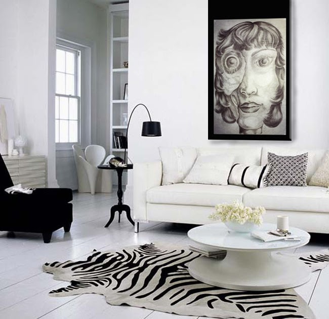 Art and Interior: Living Room in Black and White