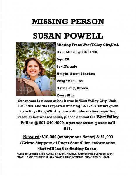 In search of Susan Cox Powell who went missing on Dec 6, 1009
