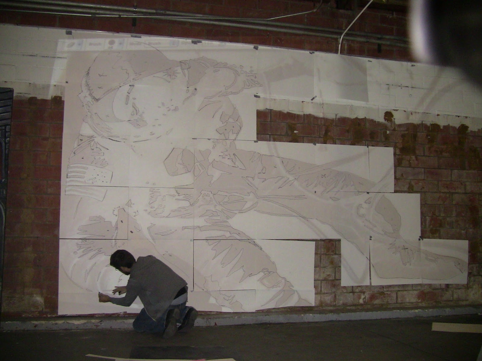 LA Mural Front Tumble Vision uses a projector to make a stencil for