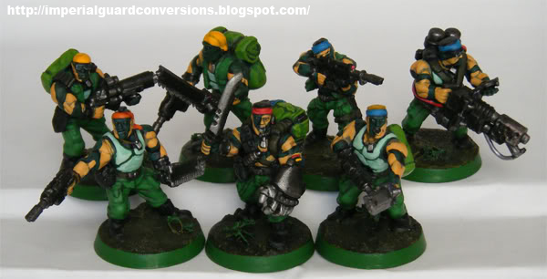 Imperial Guard Hobby: Catachans: Captain, staff and Commandos