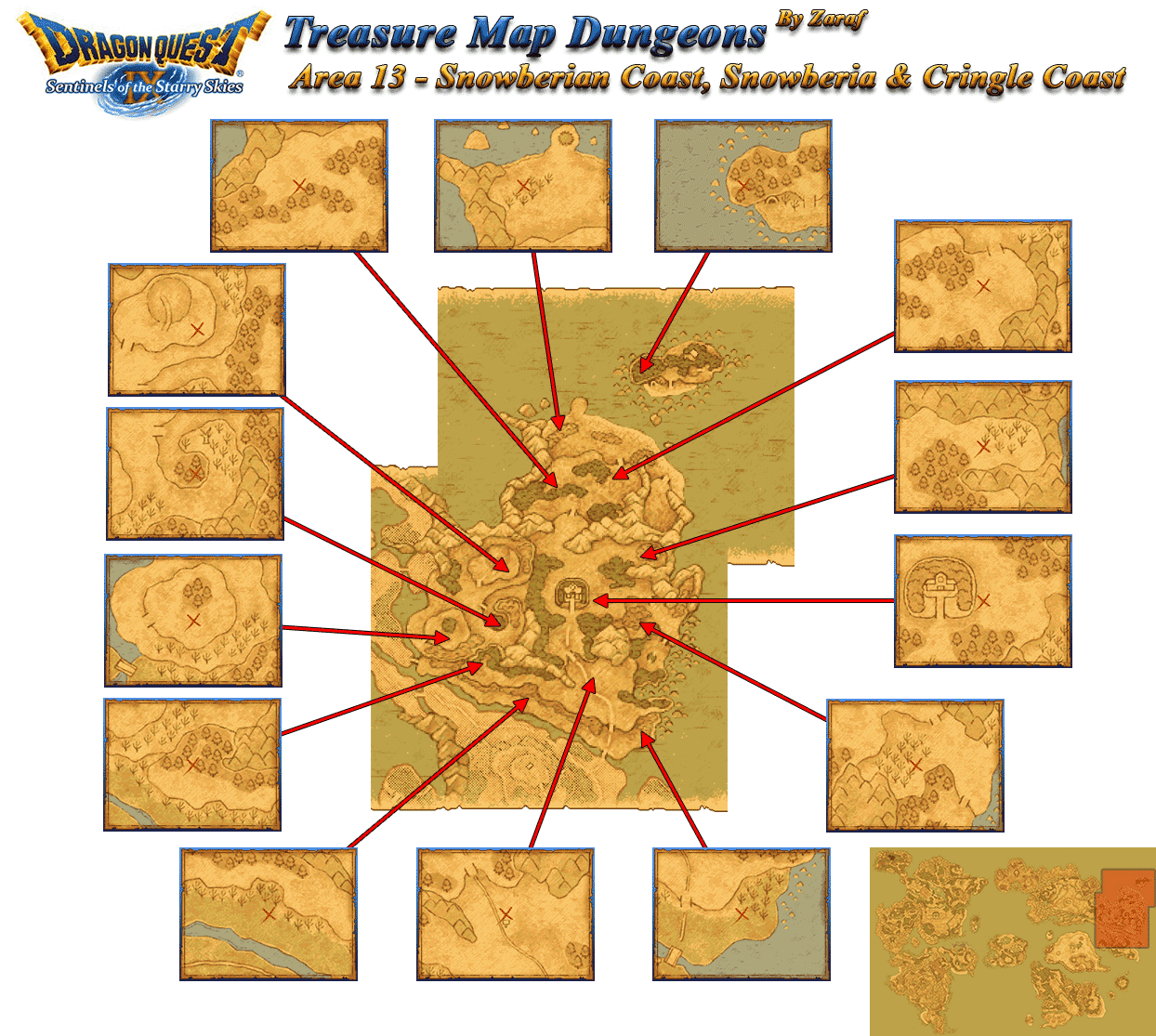 Dragon Quest 9 Grotto Maps Snowberian Coast, Snowberia And Cringle Coast