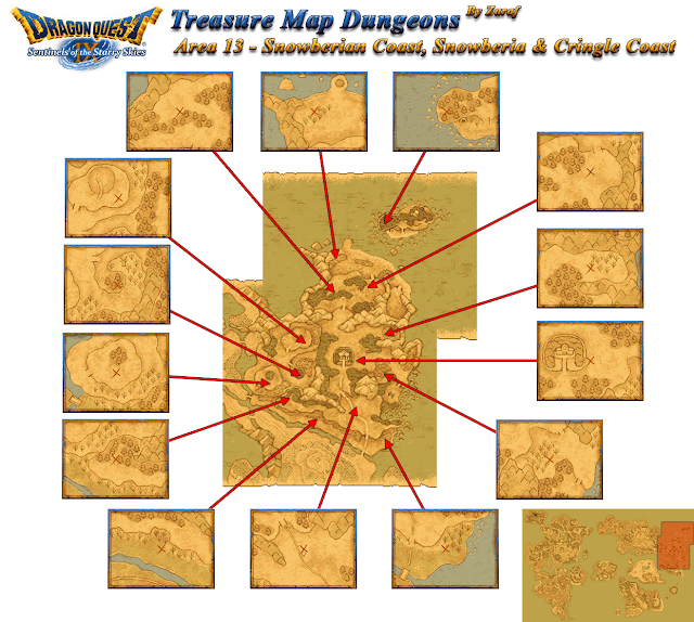 Dragon Quest 9 Grotto Maps: Snowberian Coast, Snowberia And Cringle Coast