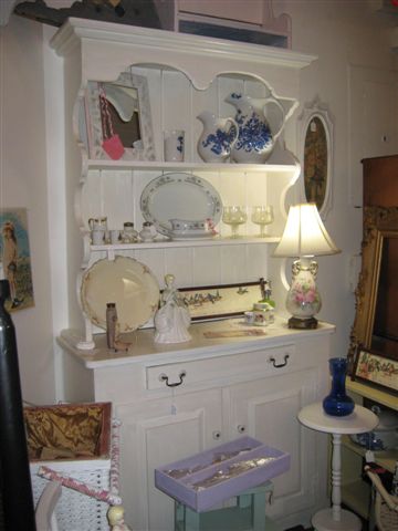 dark 70s pine hutch I painted in white