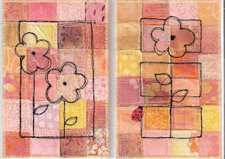 fabric art postcard