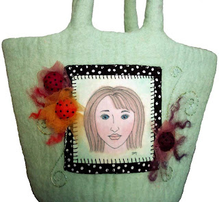 embellished felted bag pouch