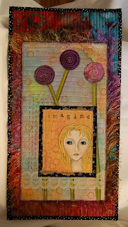 art quilt fiber paper face painting original collage