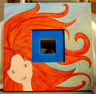 painting mirror frame face girl