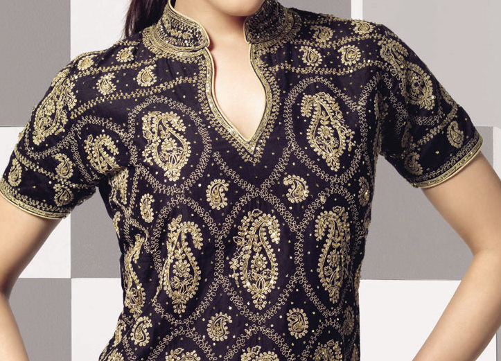 printed kameez neck design