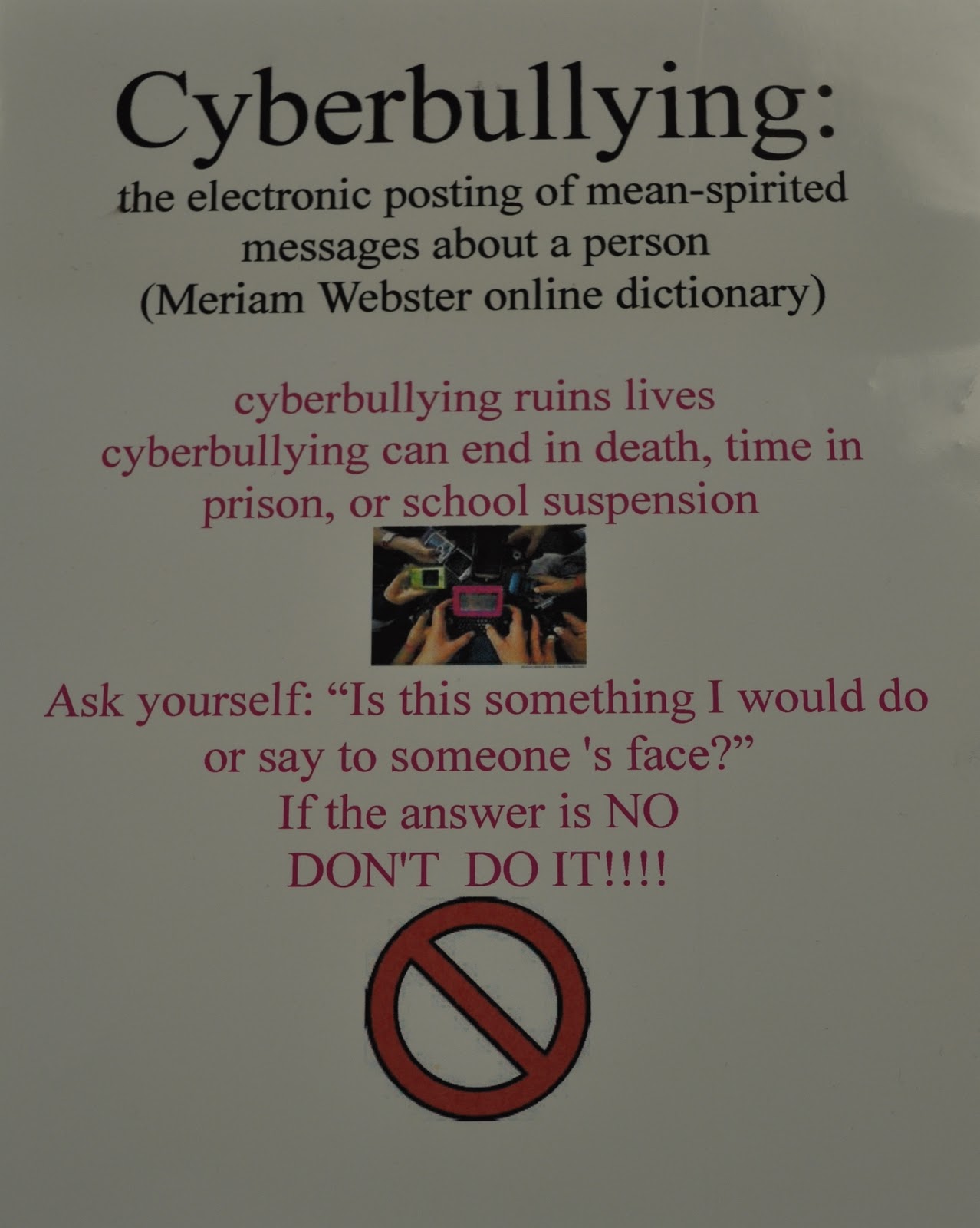 Lessons Learned in the Middle Cyber Bullying Poster