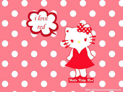 Hello Kitty World: Hello Kitty-Red Wallpeper