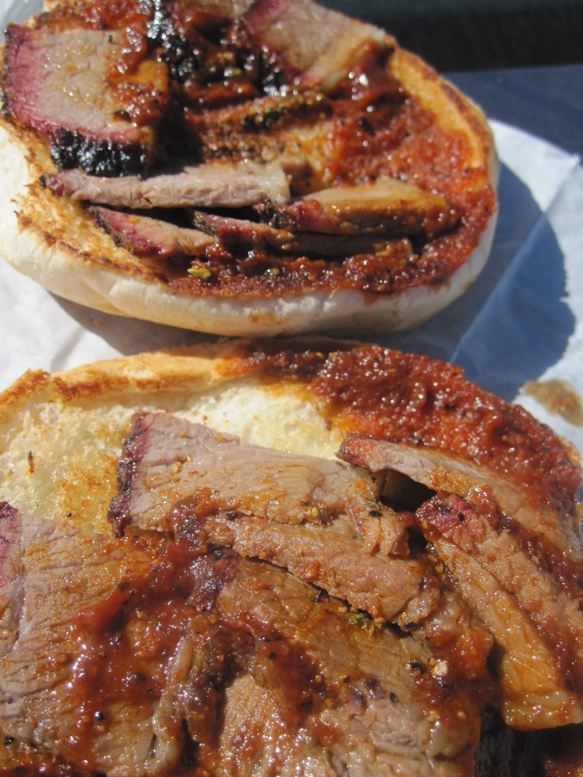 Man Up Tales of Texas BBQ™ Brisket sandwich from Brown's BarBQ