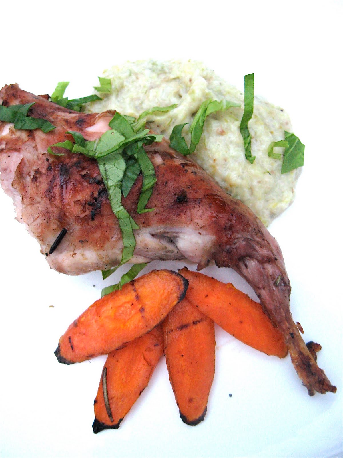 Girl In An Apron: Grilled Whole Rabbit with Carrots and Potato Leek Puree