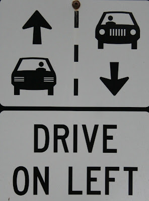 Sign for driving on the left