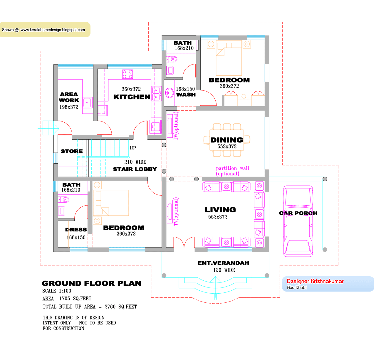 Kerala Villa Design Plan and Elevation 2760 sq.feet
