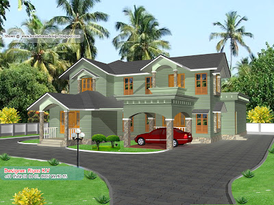 Kerala Home plan and elevation - 2850 Sq ft - Different Colour 1