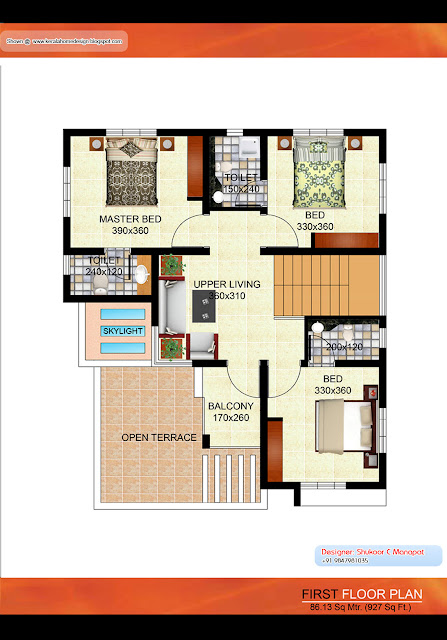 Kerala villa plan - 2035 Sq. Ft Kerala villa plan - 2035 Sq. Ft