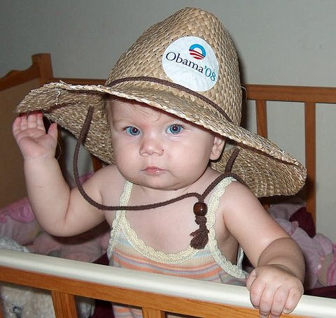 Ella in her favorite Obama hat!
