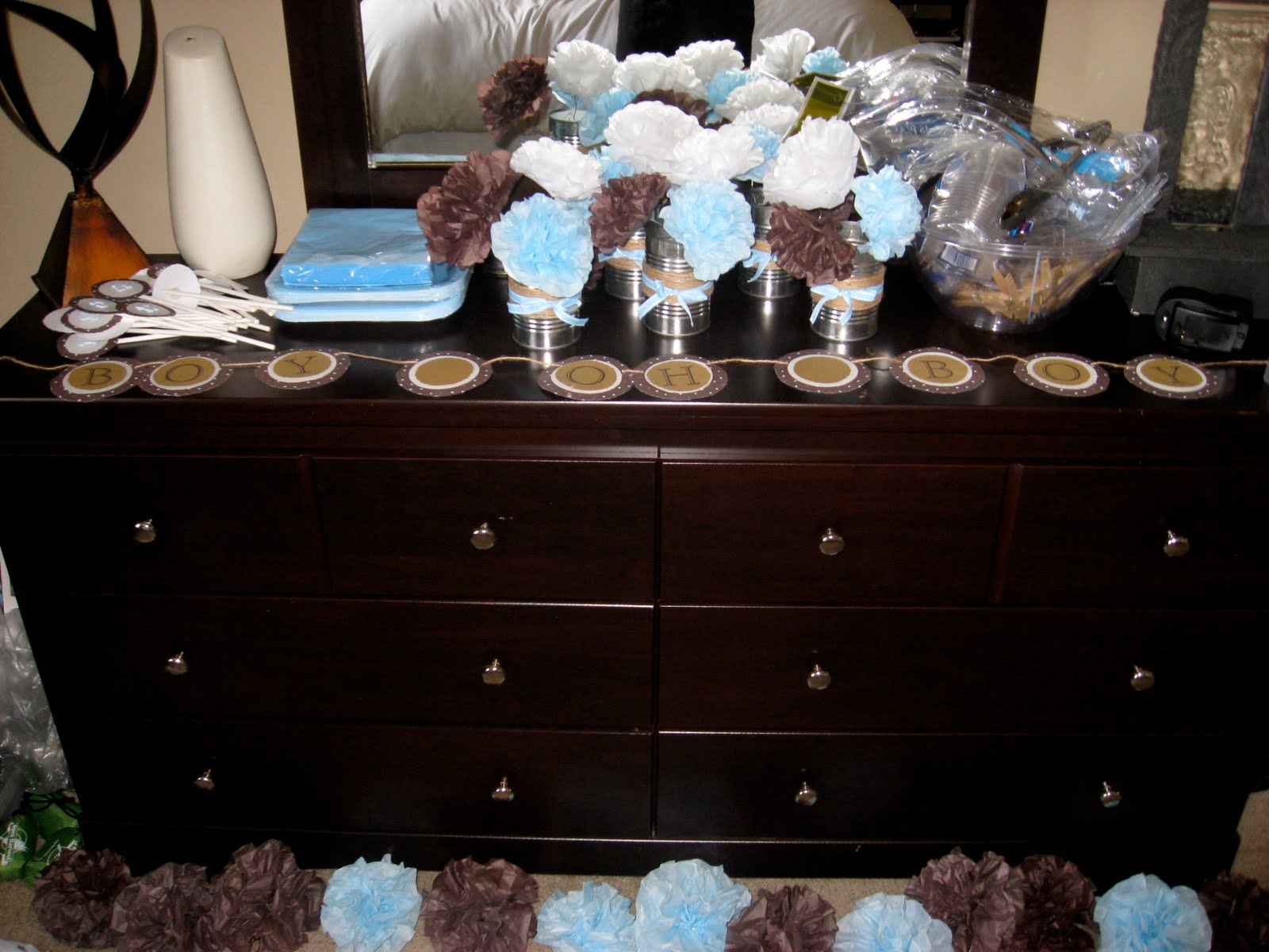 Blue And Brown Baby Shower Table Ideas Photograph | shower d