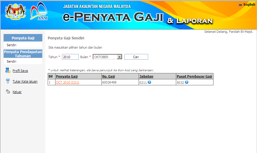 SINGGAH SEJENAK NUN JAUH DI DAMAK PRINT SLIP GAJI SENDIRI