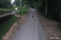 The west side of the trail, parallel to West Chickamauga Creek.