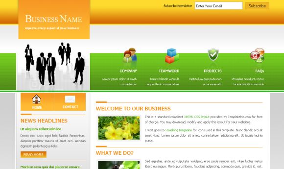 Orange Green Business Website Template