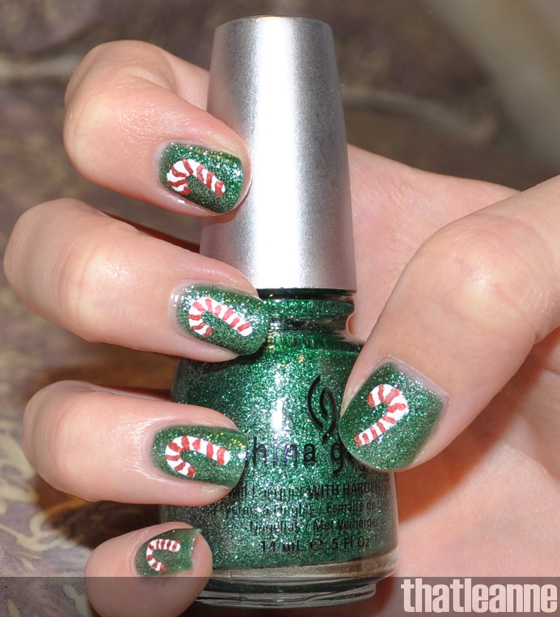 thatleanne: China Glaze Holiday 2010 Glitter swatches and Candy Cane nails!