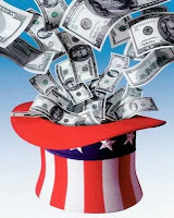 Money Flying Out of Uncle Sam's Hat