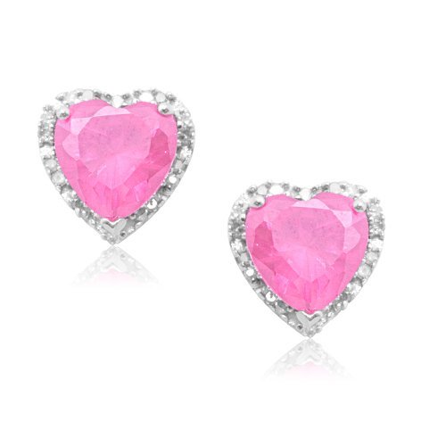 Pink heart diamond earrings Clearance